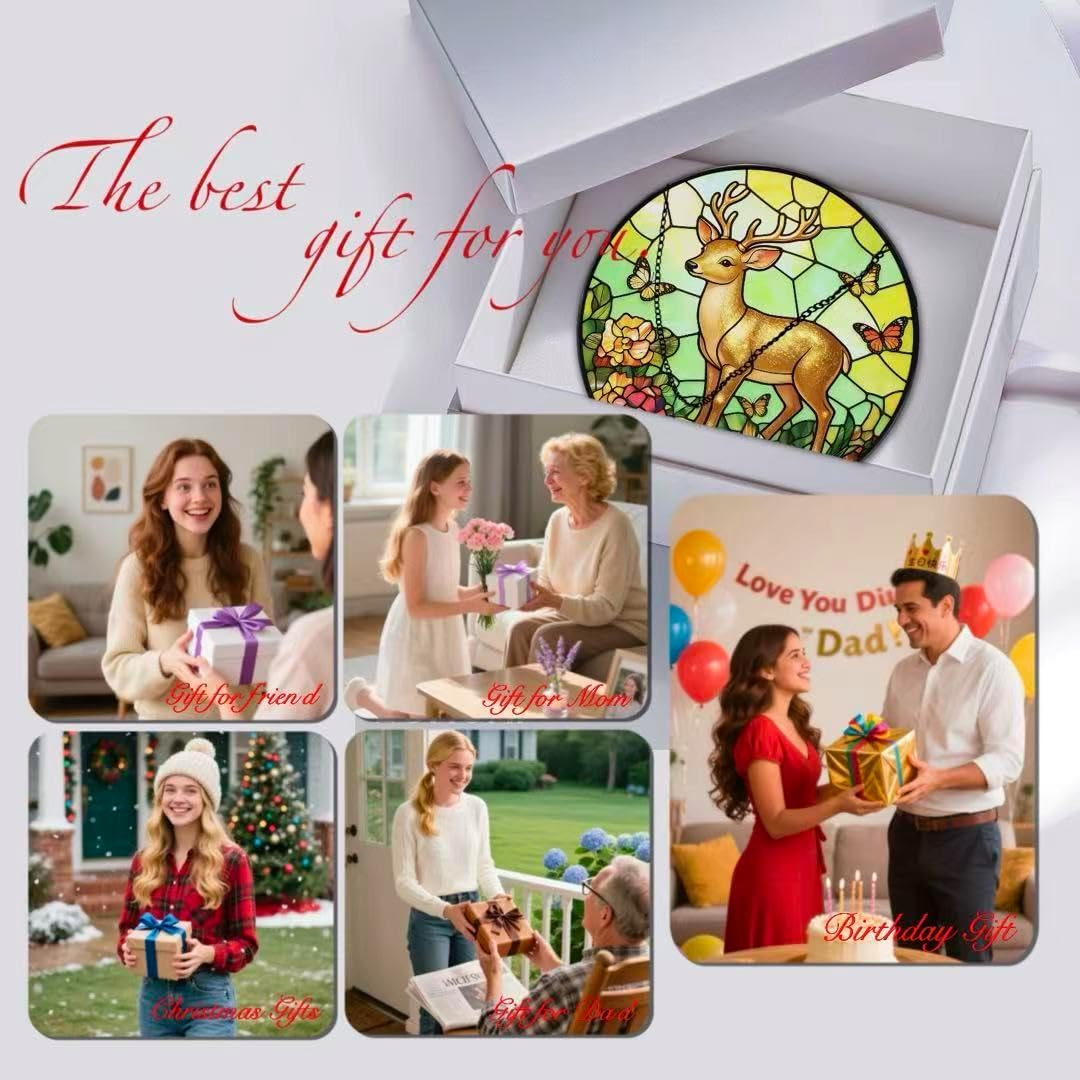 Mushroom Stained Glass Style Suncatcher Window Hanging, Colorful Nature Decor with Chain, Sun Catcher for Window, Gift for Garden Lovers, Home & Garden Decoration (Colorful, Size: 6.3x6.3) - Image 6