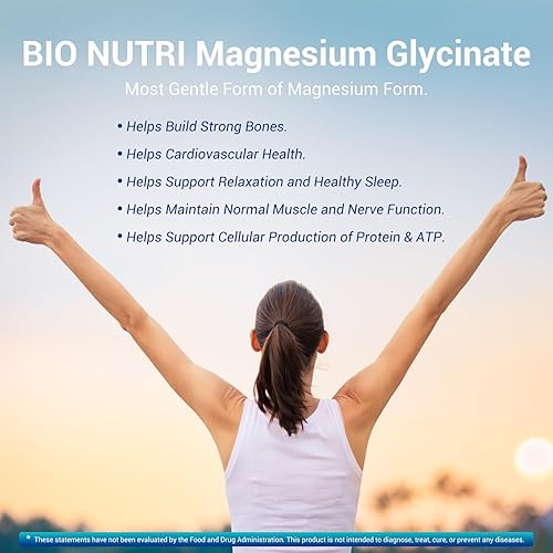 Miniatura 3 de BIO NUTRI Glicinato de magnesio 500 mg  240 cápsulas  Cápsulas de glicinato de magnesio de alta absorción, magnesio quelatado para dormir, estrés,