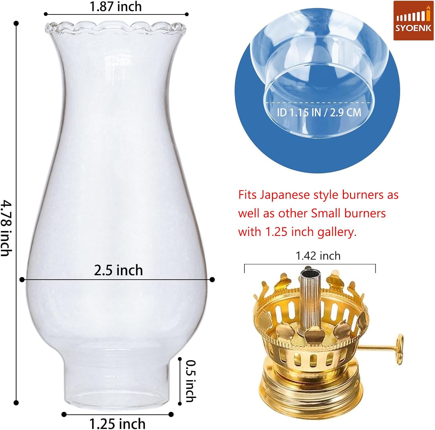 1.25 Inch Base by 4.78 Inch Height Tiny Oil Lamp Chimney Replacement Kerosene Lamp Shade Oil Lamp Glass for Miniature Oil Lamps