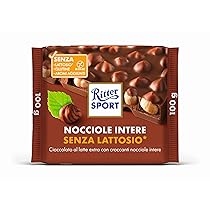 Ritter Sport Nocciole Intere Senza Lattosio, Tavoletta di Cioccolato Al Latte Extra Con Nocciole Intere, Cacao 100% Certificato Sostenibile, Senza Glutine e Lattosio, 100 g
