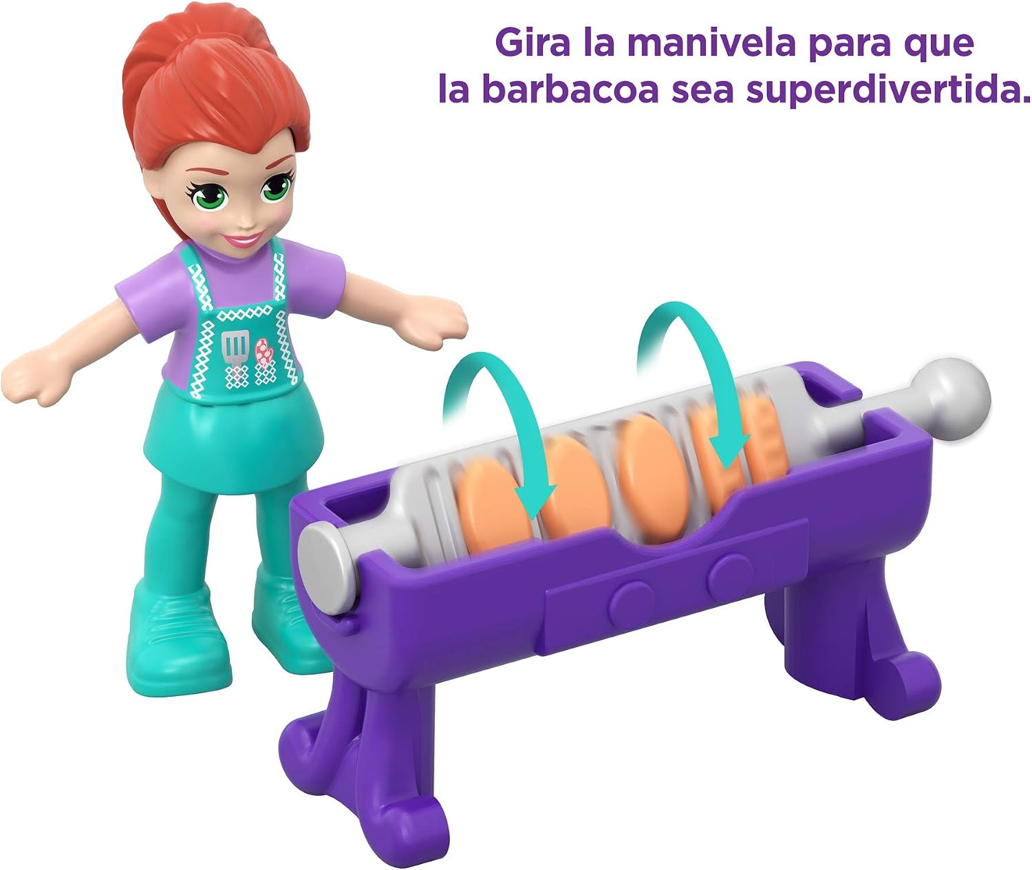 Polly Pocket Tiny Pocket Places Lila BBQ Compact with Removable Barbeque, Photo Customization, Reveals, Micro Lila Doll and Sticker Sheet