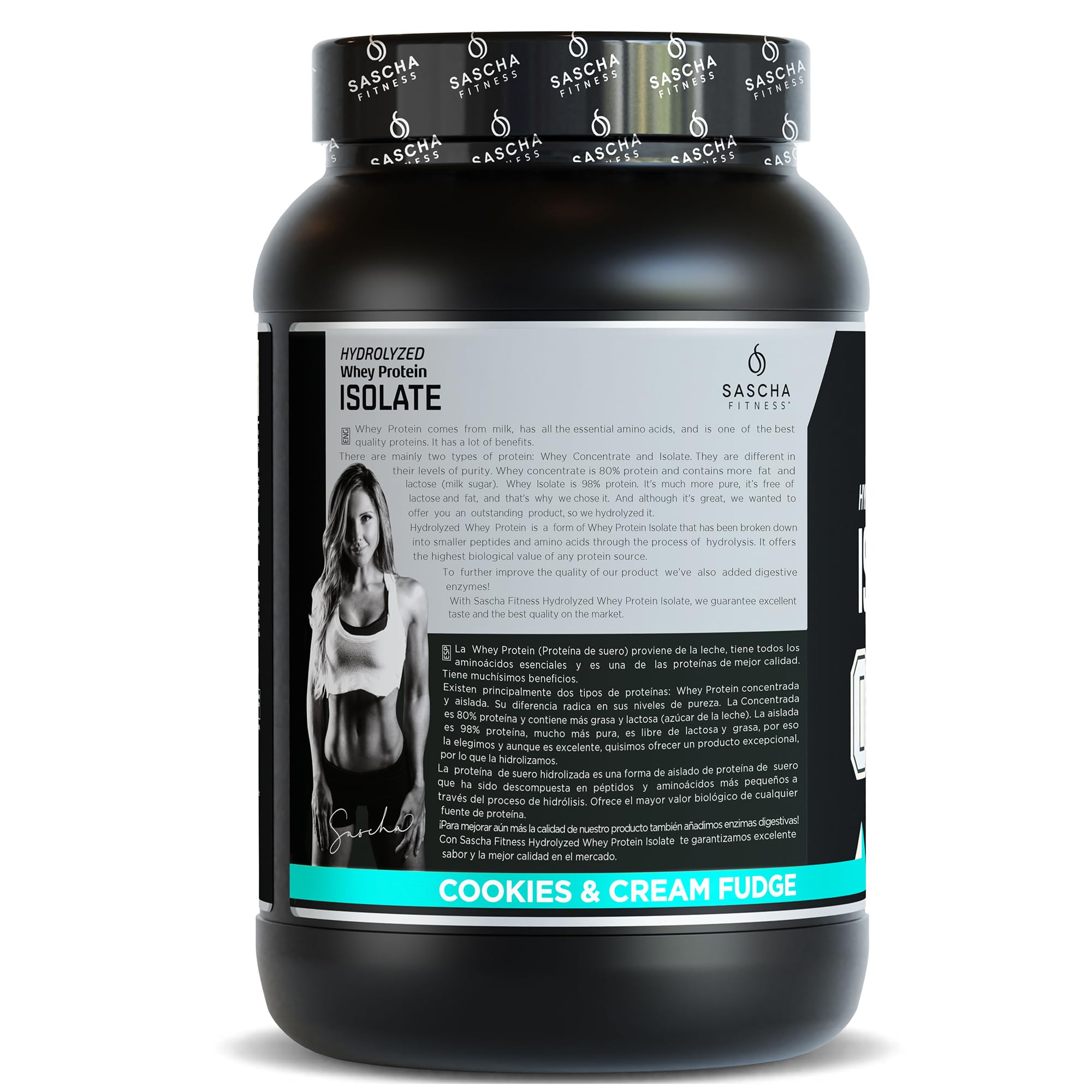 SASCHA FITNESS Hydrolyzed Whey Protein Isolate,100% Grass-Fed (2 Pounds, Cookies & Cream)