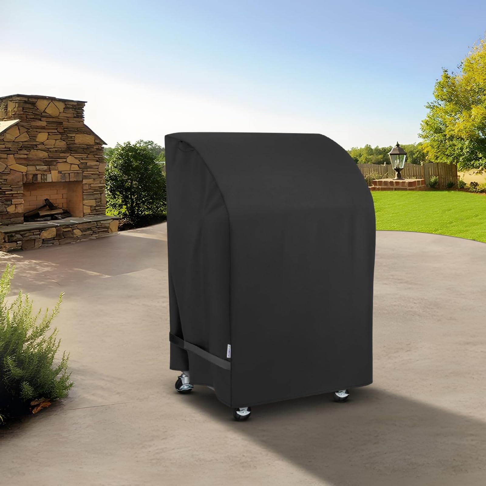 Universal Protector para Barbacoas 420D Oxford Exterior, Anti/UV Viento Funda para Barbacoa, Cubierta BBQ Polvo/Impermeabilidad, Resistente al Desgarro/Agua (Color Negro,81W x 61D x 110H cm)