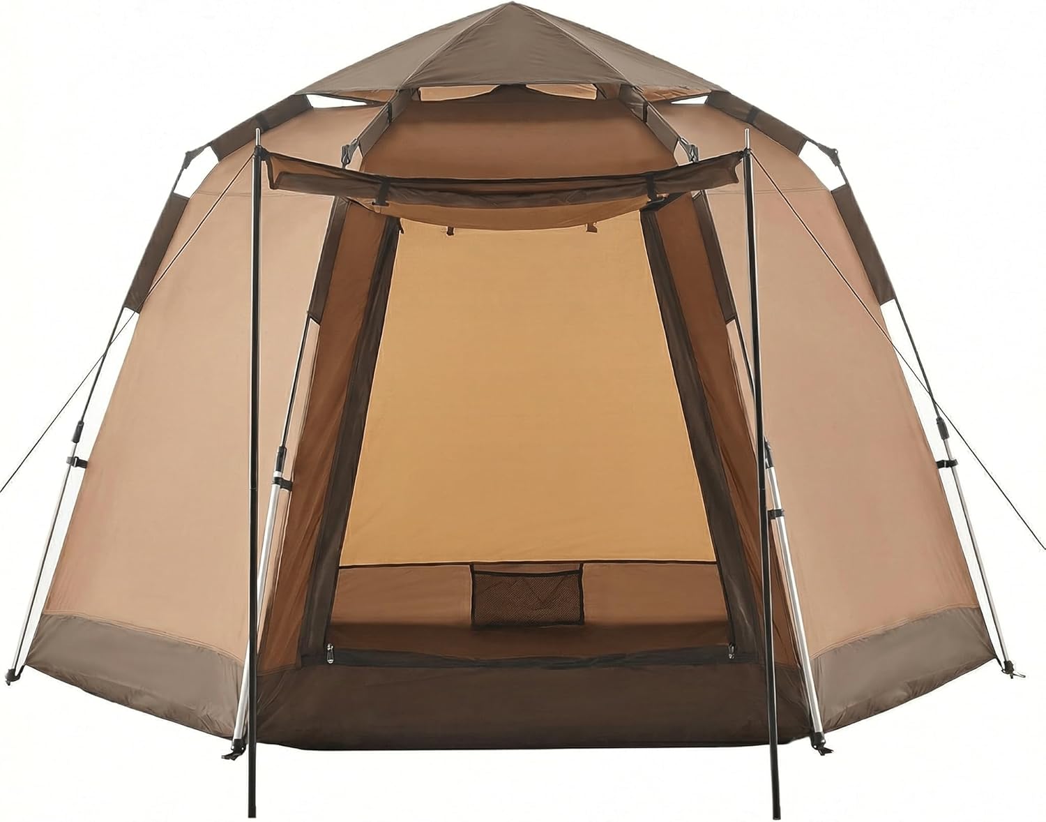 TUKAILAI Instant Camping Tent, Hexagonal Design Automatic Dome Tent with 4 Mesh Windows and 1 Door, Easy Setup Pop Up Tent with Vestibule & Rainfly