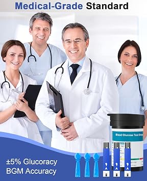 Blood Glucose Test Strips, 100 Count Blood Sugar Test Strips and 100 lancets for Diabetes, Accurate, Auto Code, Compatible with All CAKRNPS Glucometer for Easy Blood Sugar Testing (No Monitor)