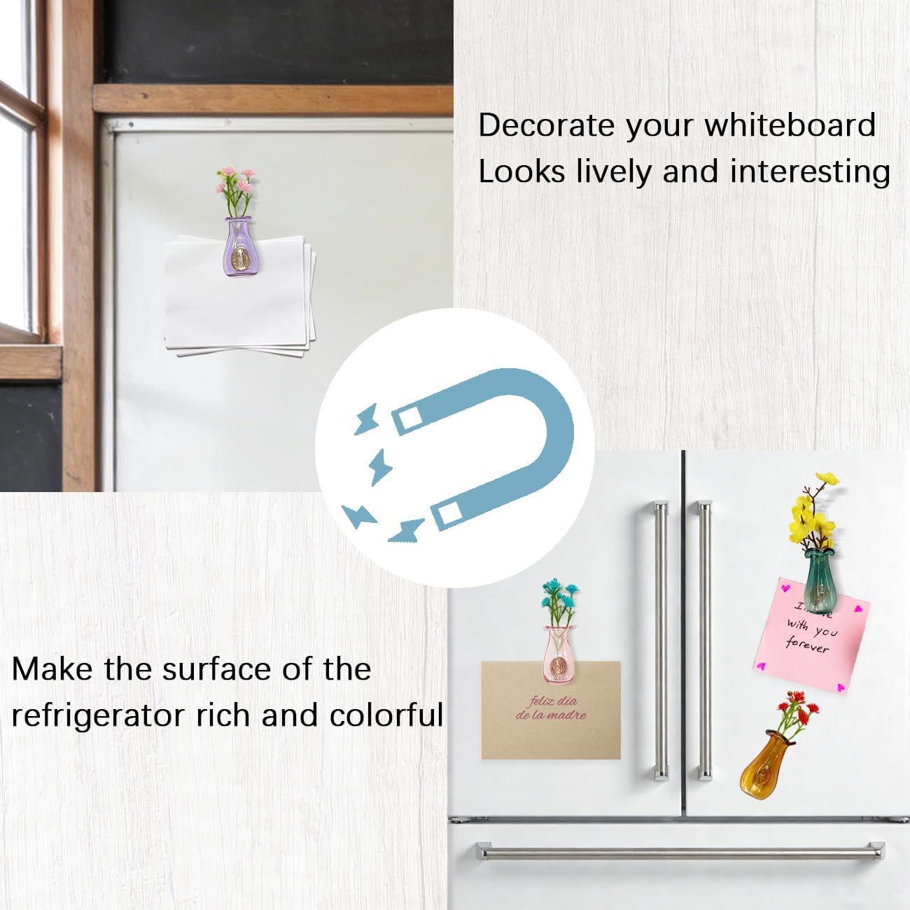 10Pcs Mini Vase Magnets for Fridge,Cute 3D Magnetic Decor,5 Colors image 5