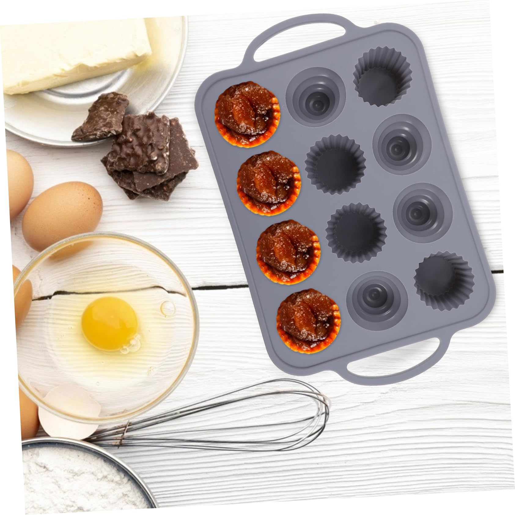 COLLBATH Silikon Backformen Mit Mulden Für Cupcakes Und Schokoladeherstellung Lebensmittelecht Mit Edelstahl-innenseite Für Einfaches Entformen Und Stabile Handhabung