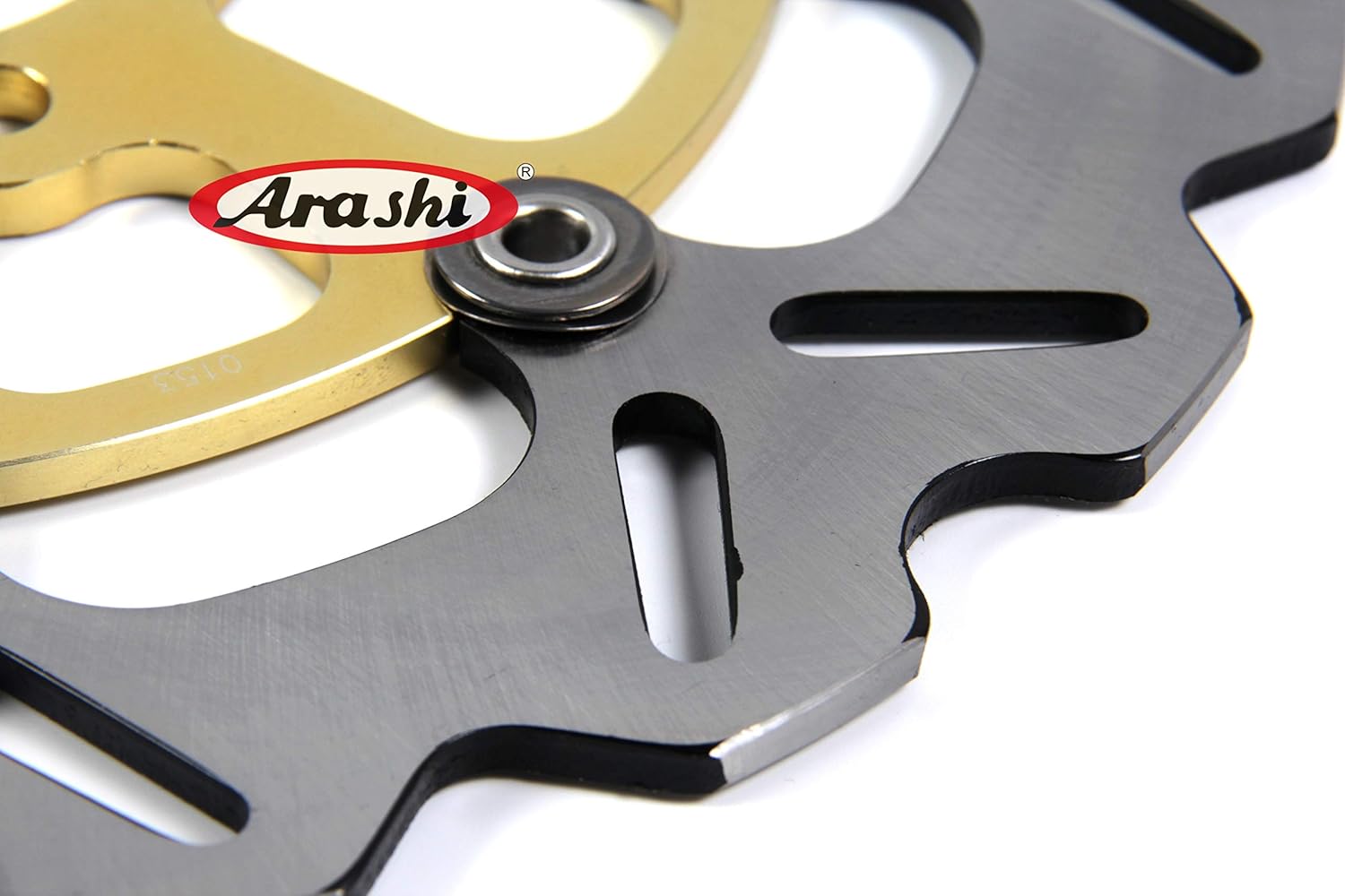 Arashi Front Rear Brake Disc Rotors for Kawasaki ZZR 1400 2006-2007 / ZZR1400 ABS 2006-2020 / Ninja ZX14R 2006-2023 / ZX-14R ABS 2013-2023 Motorcycle Replacement Accessories Gold