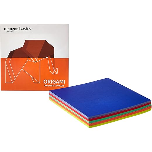 Origami Paper, 5 Colors, 200 Sheets