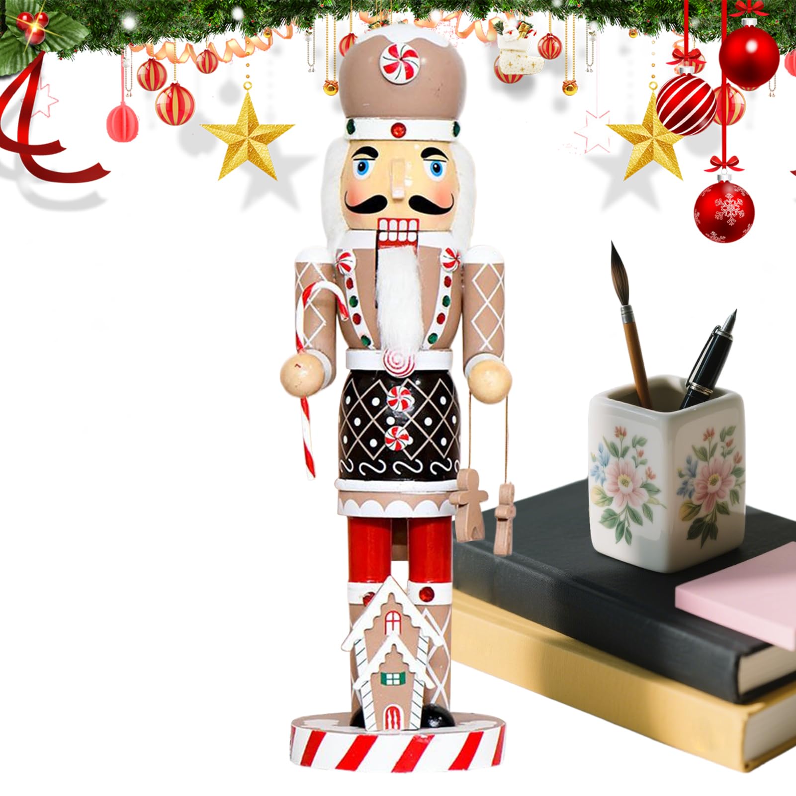 Casse-noisette de Noël en bois 35,5 cm soldat de collection fait main
