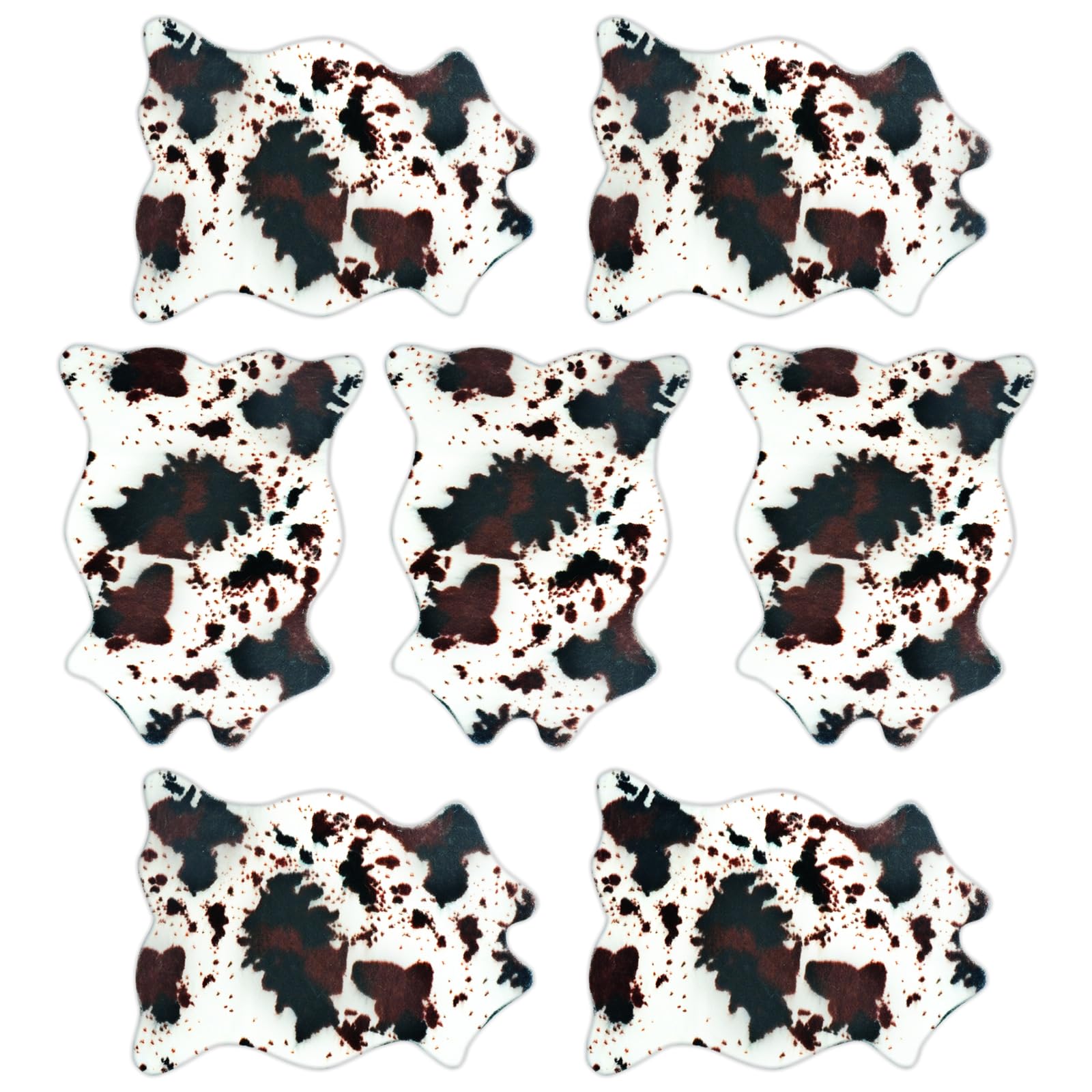 Photo 1 of ENIPEDITA 7 Pcs Faux Mini Cowhide Rug 19.5" x 16.2" Sturdy Cowhide Table Hide Centerpiece Faux Fur Animal Cow Carpet Rustic Chic Western Rug Runners for Xmas Thanksgiving Party Gifts