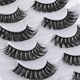 Mebver Russian Strip Lashes False Eyelashes Cat Eye Lashes Faux Mink Lashes Natural Look Fake Eyelashes Fluffy Wispy Lashes That Look Like Extensions Pestaas Postizas D Curl Lash Strips 7 Pairs Pack