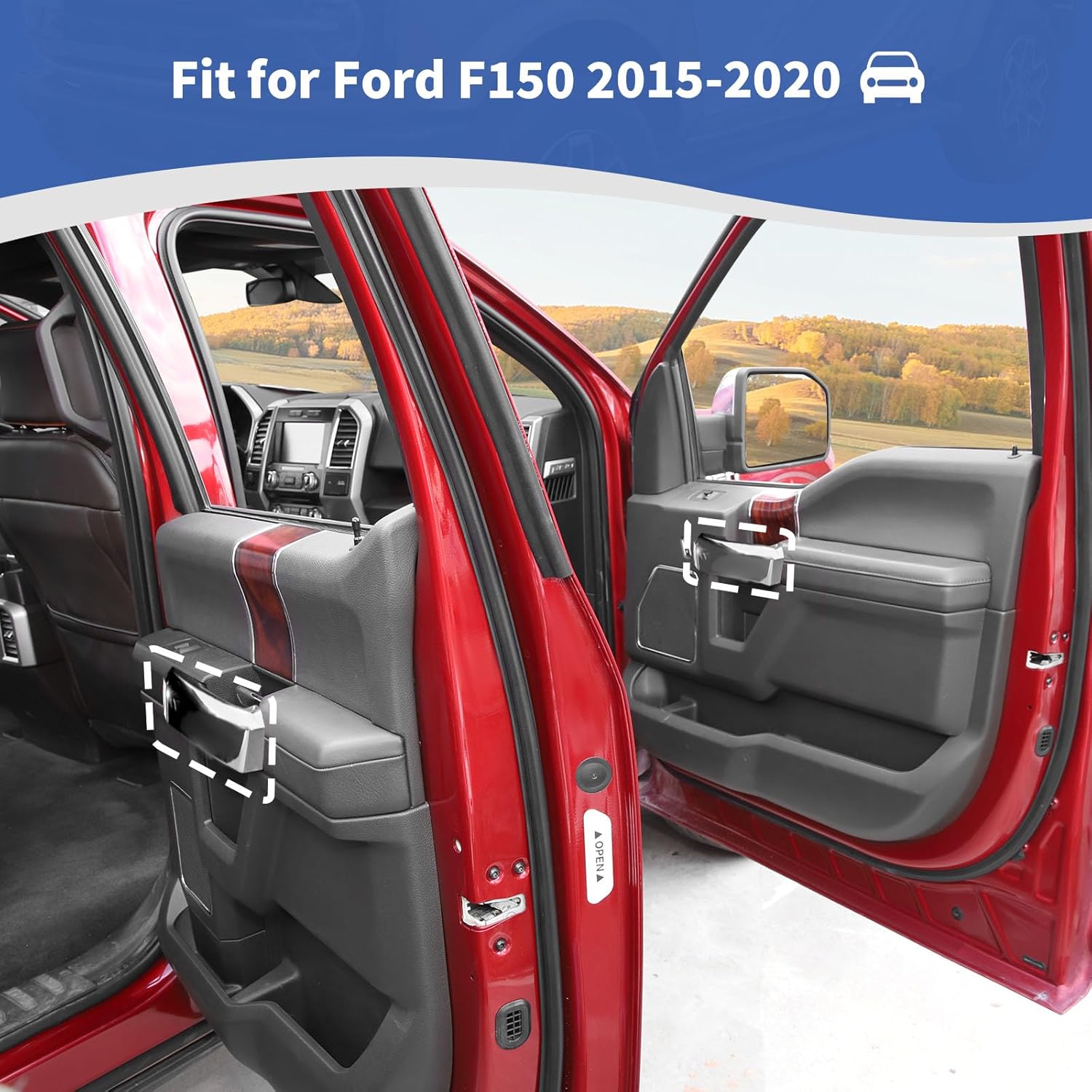 RT-TCZ for F150 Inner Door Handle Cover Trim Chrome for Ford F150 2015-2020 Chrome Interior Accessories 4pcs