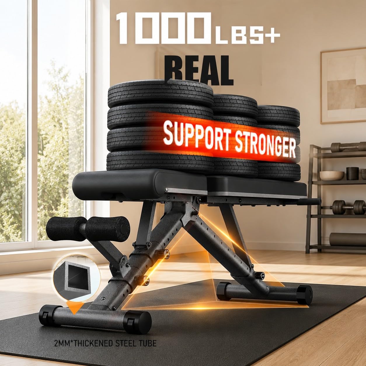 Adjustable Weight Bench Workout Bench, 1000/1300 LBS Heavy Duty Incline Decline Bench for Home Gym, Easy Assembly Foldable Training Lifting Bench