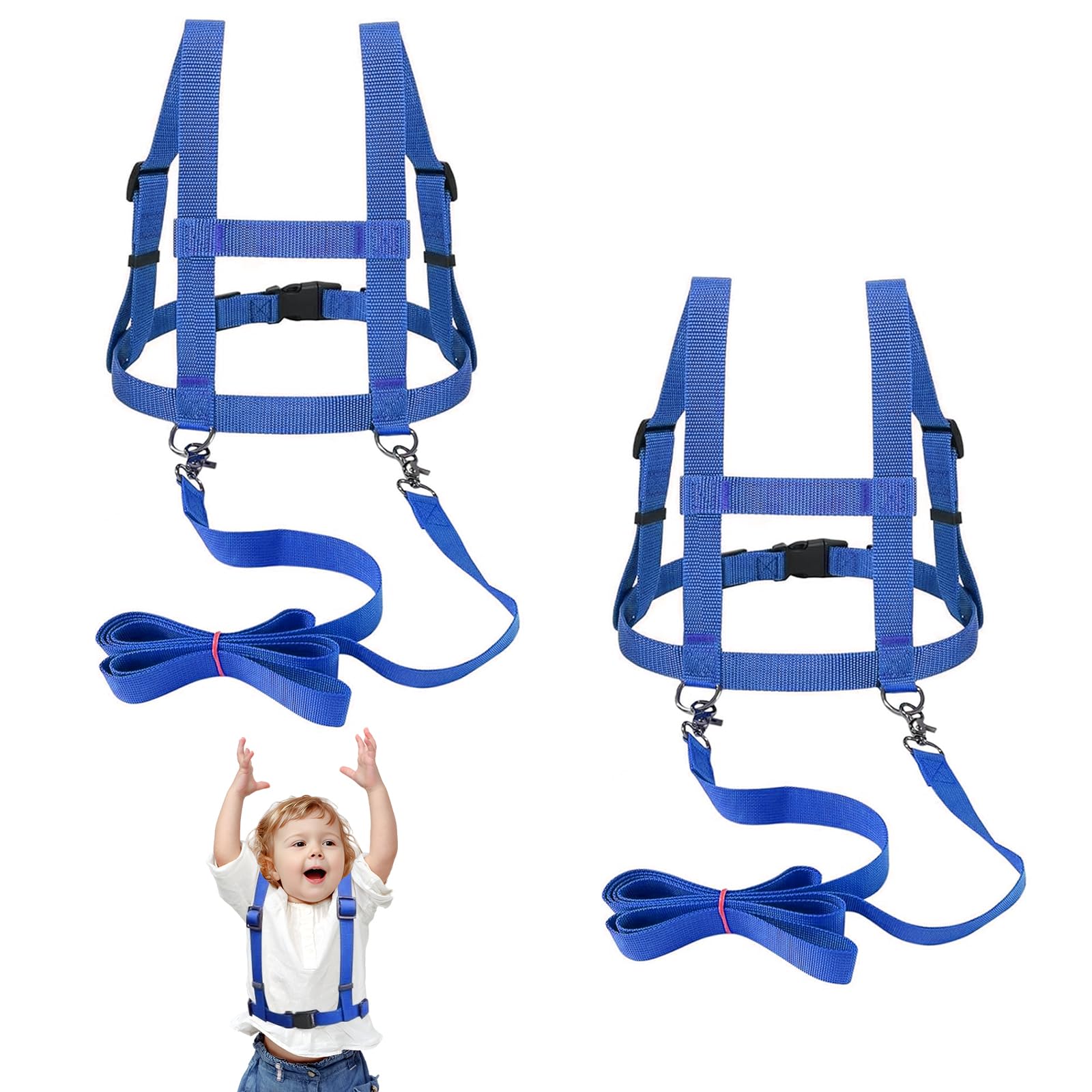 2 Stück Pferdegeschirr für Kinder, Blau Pferdeleine zum Spielen für Kinder, Pferdeleine Spielzeug Verstellbares Pferdegeschirr für Kinder für Spielen Skifahren Rollenspiel