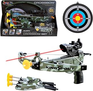 Kingsport Kids Archery Bow and Arrows Toy Set with Target, Kids Practice Cross Bow, Girls, Boys Toy Archery Set Fun Sport Game with 3 Durable Suction Cup Arrows Perfect for Indoor or Outdoor Games