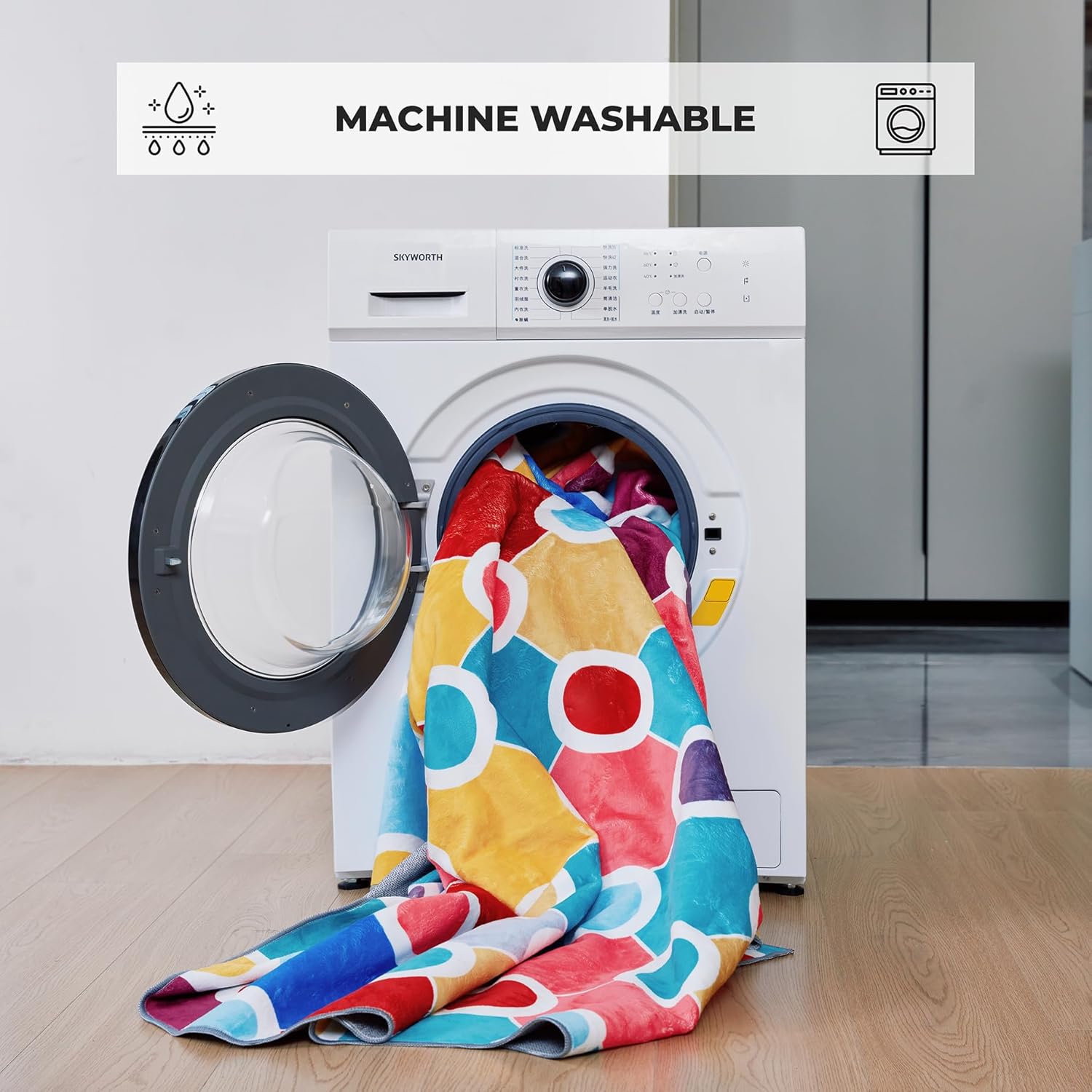 Machine Washable Polka Dot Colorful Nursey/Kids Area Rug - Multicolor - 9x12