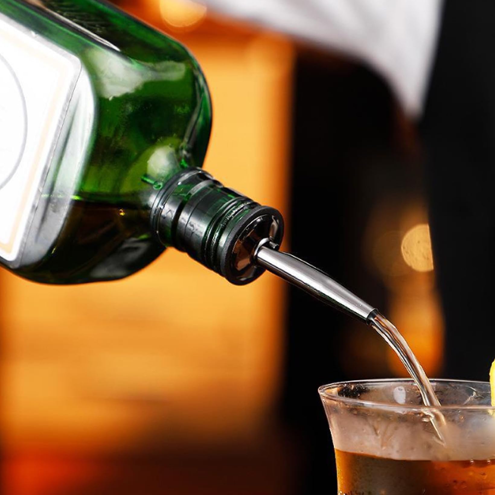 Pafusen 6 unidades de vertedores de aceite de oliva con cierre, vertedor para botellas de aceite, vertedores de licores para vino, café, jarabe de vinagre (oro rosa, vertedor con tapa larga)