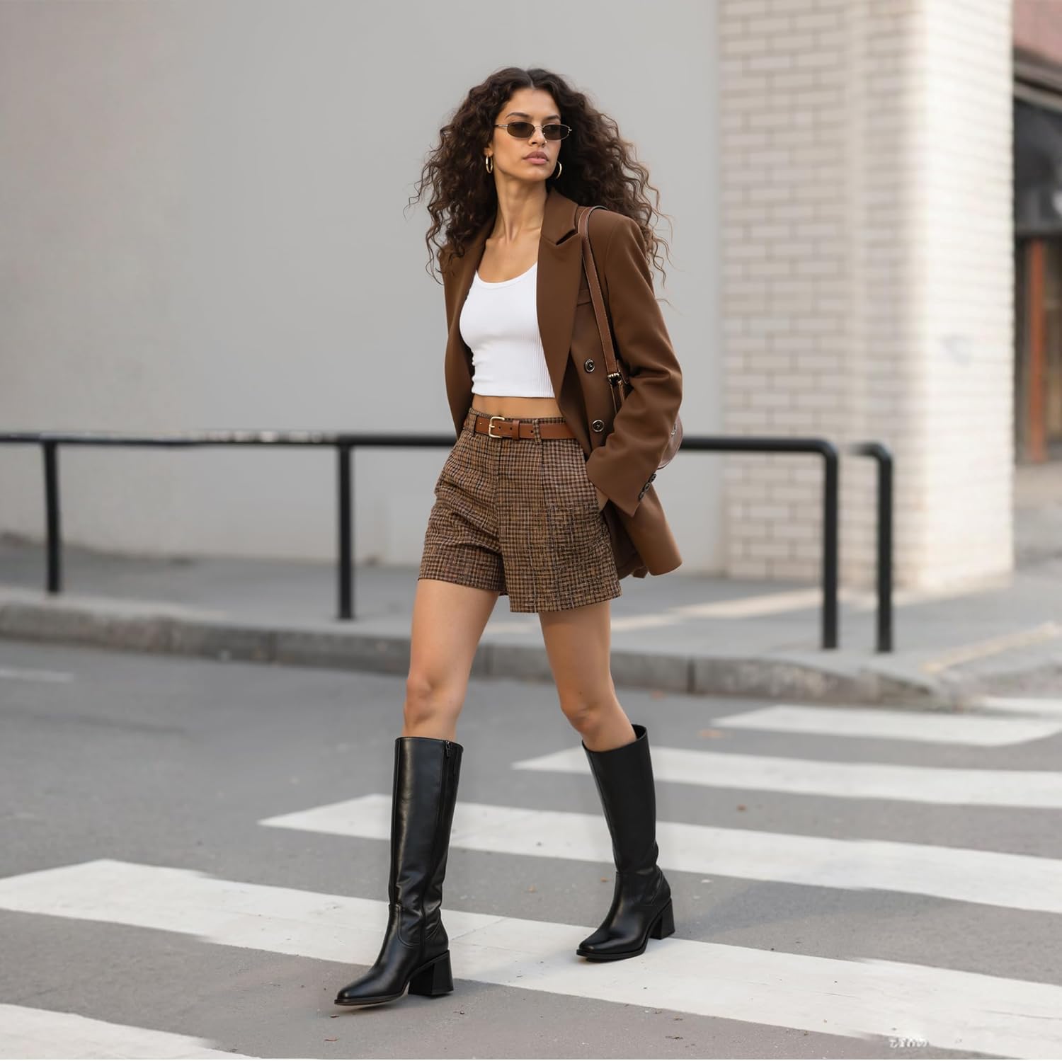 Women's Knee High Boots with Zipper Square Toe Chunky Heeled Tall Boots for Women - Image 5