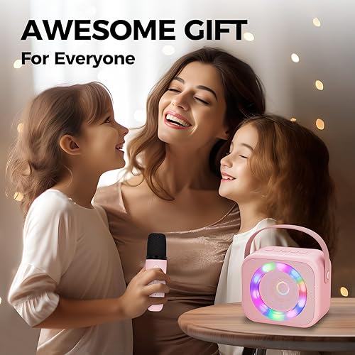 Miniatura 3 de Verkstar Karaoke Machine for Kids, Mini Portable Bluetooth Karaoke Speaker with 2 Wireless Microphones and Dynamic LED Lights for Kids Adults,Gifts