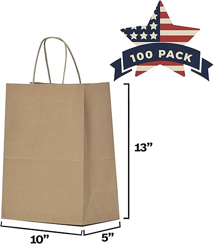 Miniatura 3 de Qutuus Bolsas de papel para compras con asas, paquete de 200 bolsas grandes y medianas de 10 x 5 x 13 y 16 x 6 x 12 pulgadas