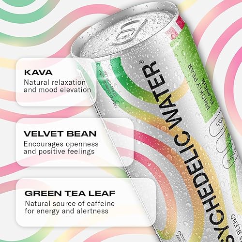 Miniatura 5 de Psychedelic Water Bebida relajante para mejorar el estado de ánimo de tuna  Kava, 12 onzas líquidas (12 latas), sin gluten, vegana (tuna nopal)
