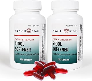 Extra-Strength Stool Softener Docusate Sodium 250mg Softgels Stimulant Laxative for Constipation & Irregularity| Gentle Constipation Relief Stool Softeners for Women & Men (100 Count) Pack of 2