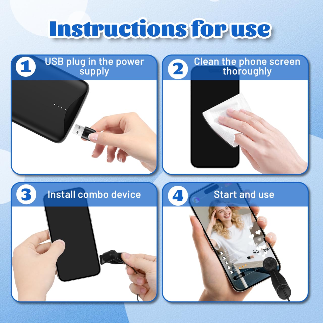 jojofuny Cliquet automatique pour smartphone : clic de vitesse pour taper sur l'écran du téléphone, outil simulé pour un clic continu avec le doigt pour la diffusion en direct, les jeux,