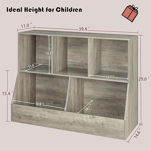 Miniatura 3 de DINZI LVJ Organizador de almacenamiento de juguetes, estantería para niños, armario de almacenamiento de juguetes de madera, estantería para niños