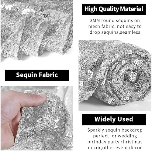 Miniatura 3 de Hahuho - Cortina de fondo de lentejuelas de 2 x 8 pies para fiestas, fondo de fotografía con paños de cortina de purpurina para decorar Navidad,