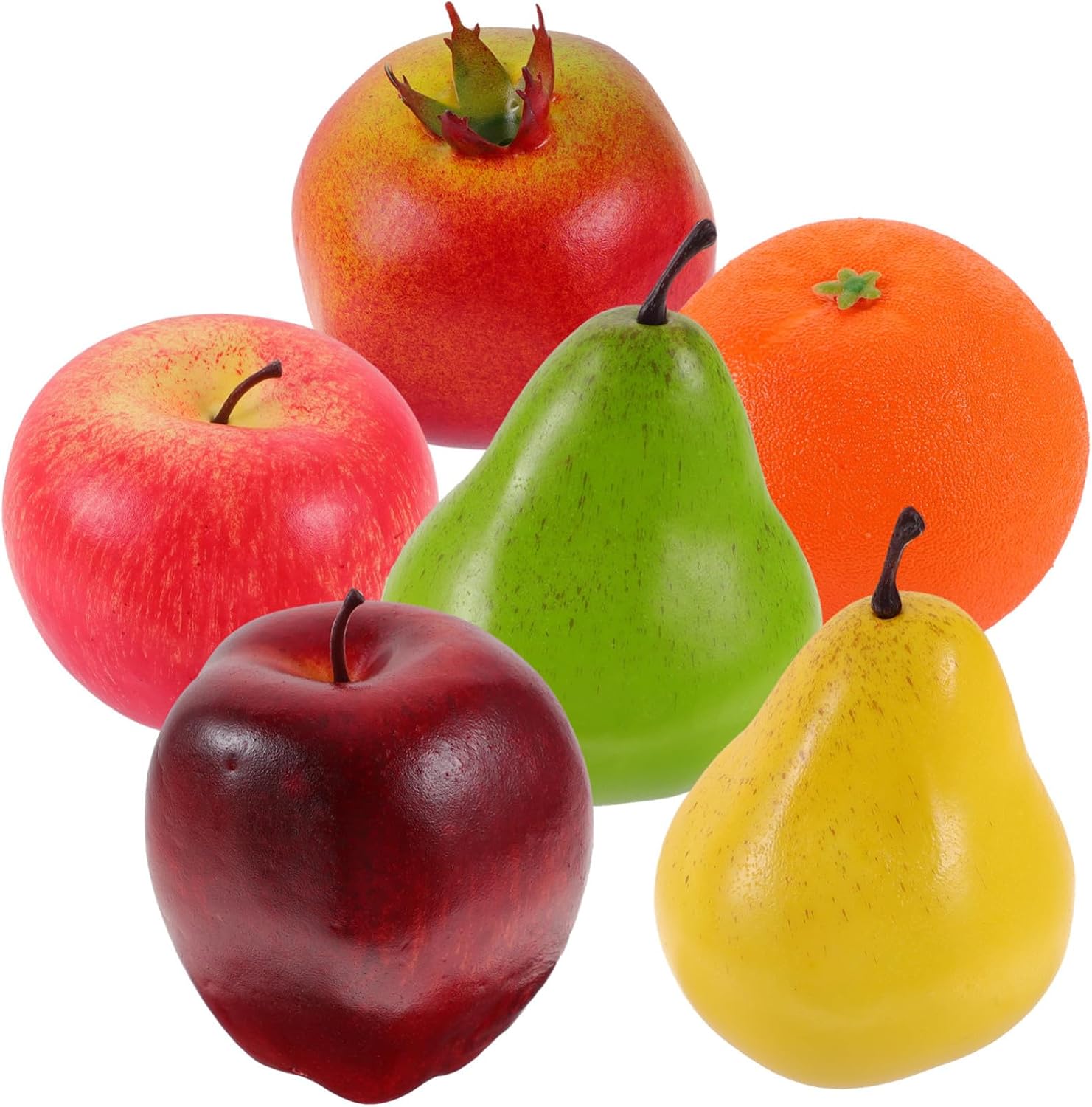 6pcs Artificial Fruit Models Simulation Realistic Mixed Fake Fruits for Home Decor Food Props Display Teaching Tools