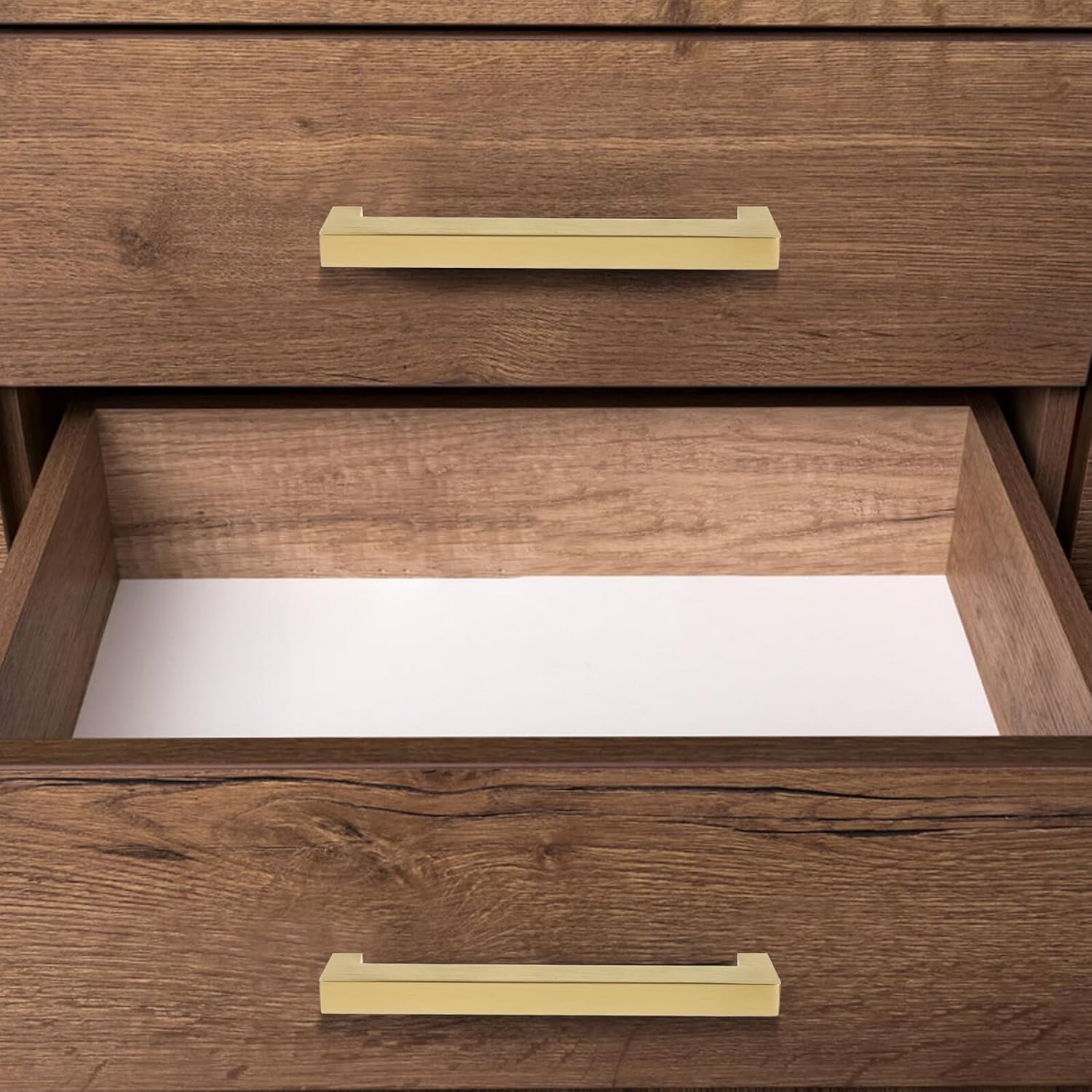 12pcs Stainless Steel Cabinet Pulls 140mm Length 128mm Hole Spacing Brushed Gold Drawer Handles with Screws for Wardrobe Kitchen Furniture