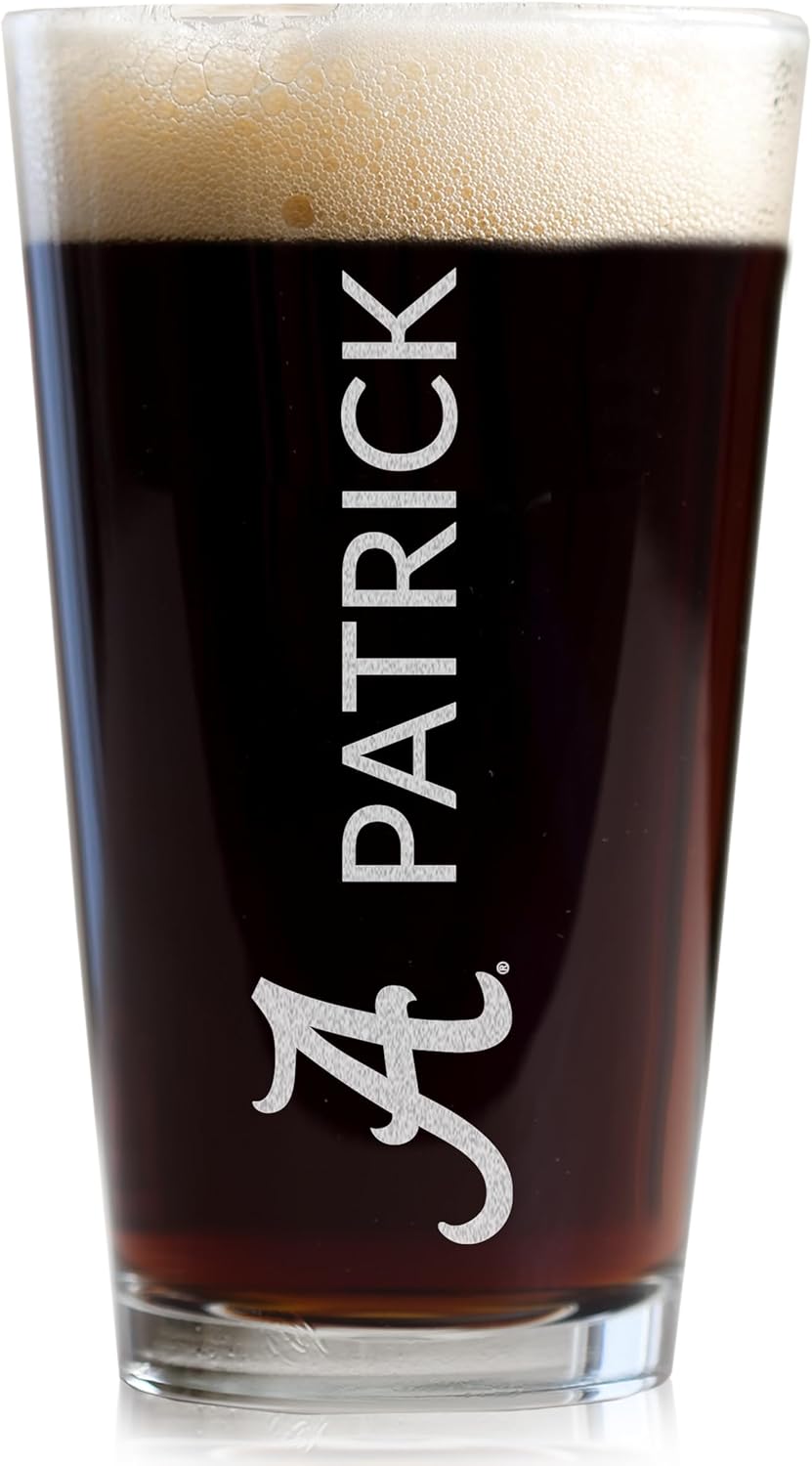 Lifetime Creations Personalized Alabama Crimson Tide Beer Mug - Officially Licensed, Engraved 25 oz Customized Glass Mug, Graduation Father's Day Birthday Gift for Football Fan, Alumni, Made in USA
