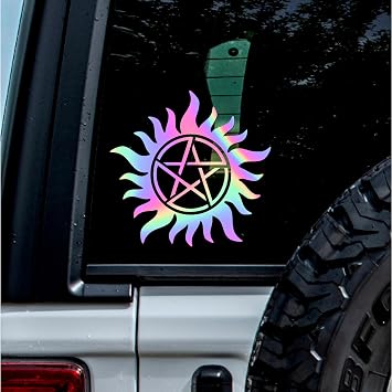 2 Pcs - 5.8 x 5.6, Hologram a No Background a Durable and Waterproof of Anti Demon Possession Symbol Sticker Decal for Laptops, Water Bottles, Cars, Trucks, Wall Ideal Gift