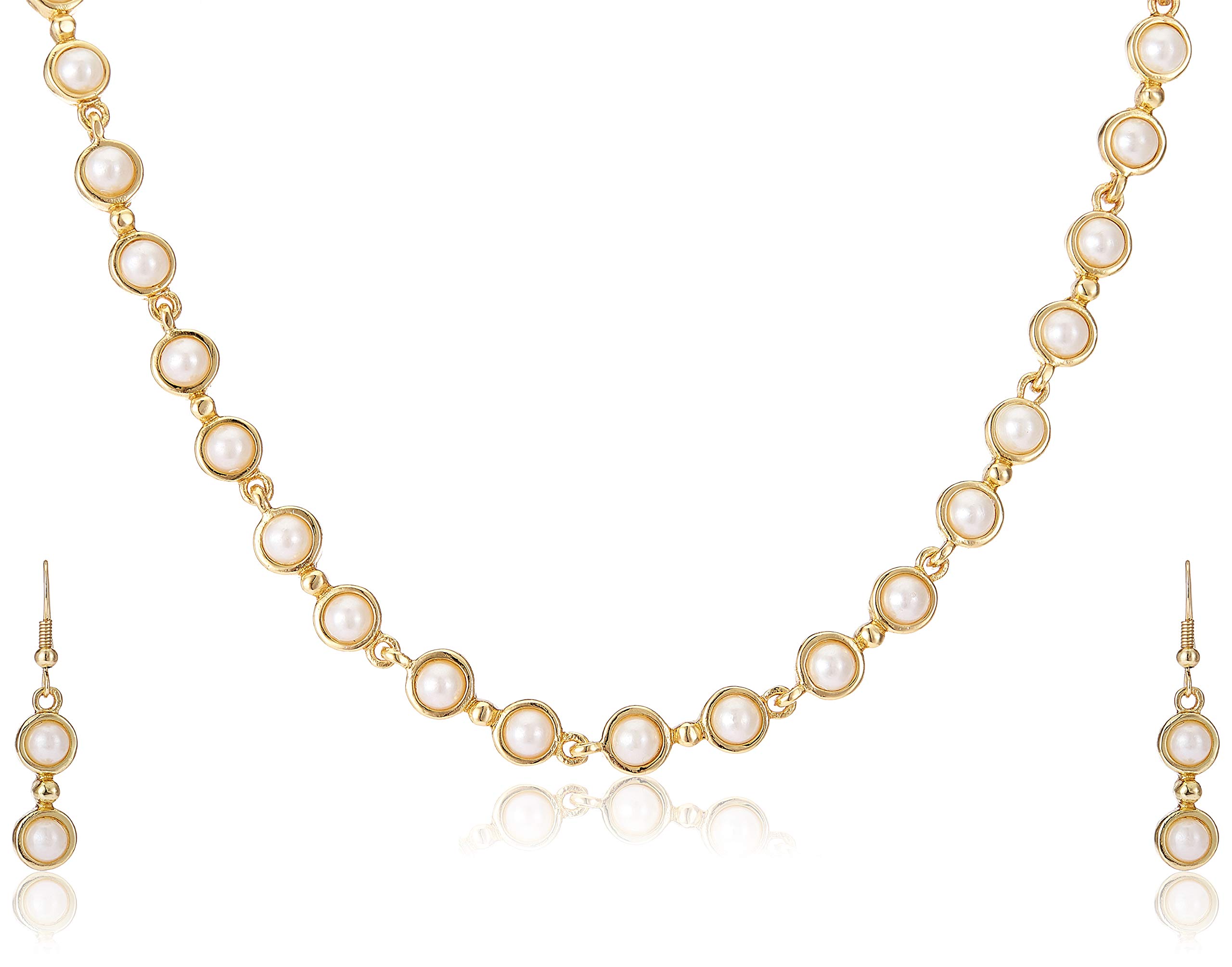 Estele Gold Plated Pearl Mala & White Pearl Designer Chain for Women & Girls (B08D1GR47F) Amazon Price History, Amazon Price Tracker