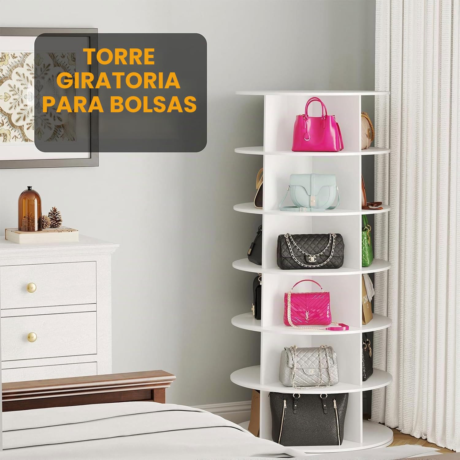 Zapatero Giratorio 360 Redondo, Organizador Giratorio Zapatos Bolsos, 7 Niveles 360 Carrusel Estantería de Almacenamiento de Plástico para Armario Esquinero de Baño Armario Dormitorio Entrada