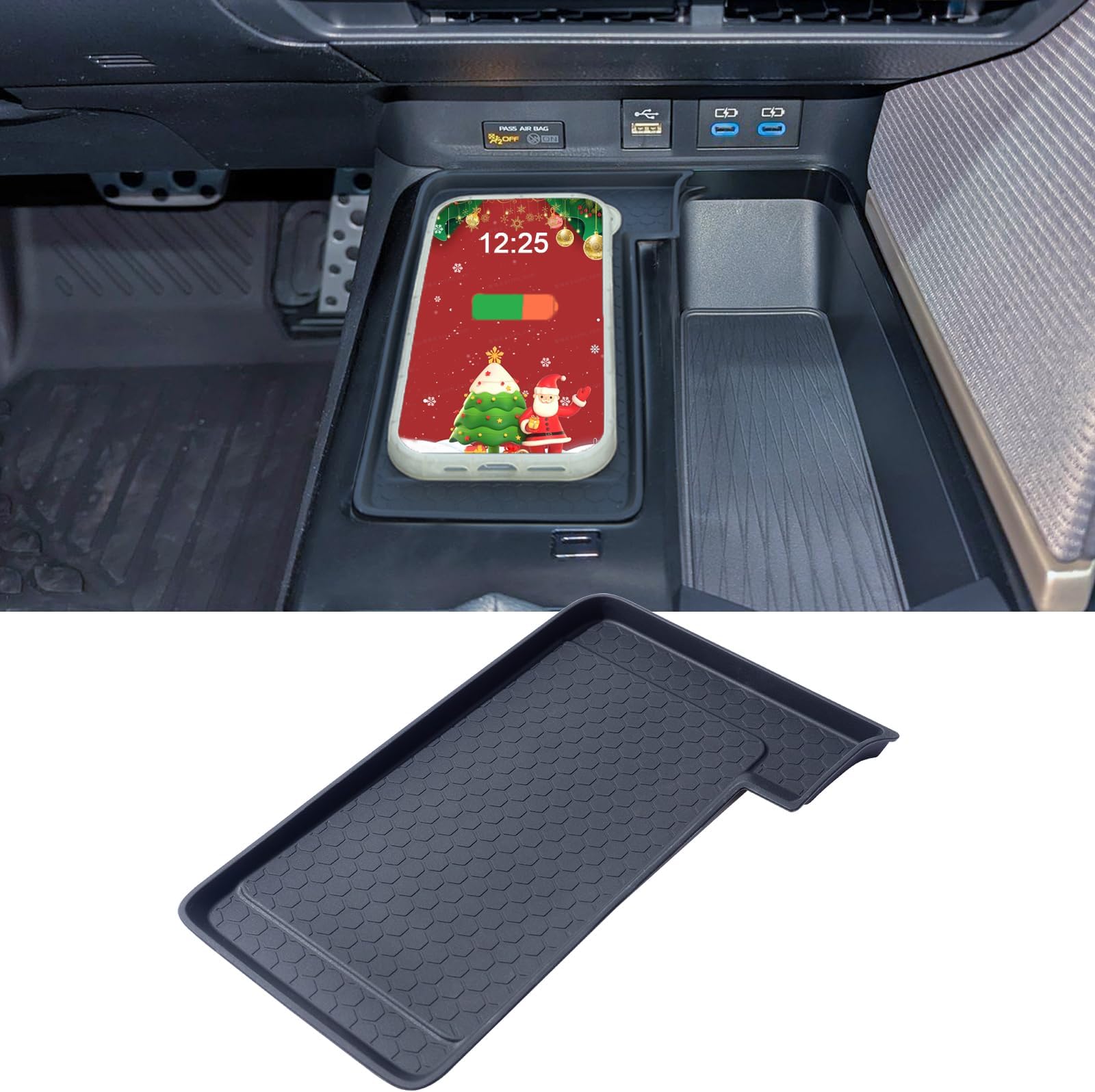 TOPINSTALL Wireless Charging Anti-Slip Mat Compatible with 2025 Toyota Camry, Black Silicone Protective Pad Center Console Liner for 2025 Camry Accessories