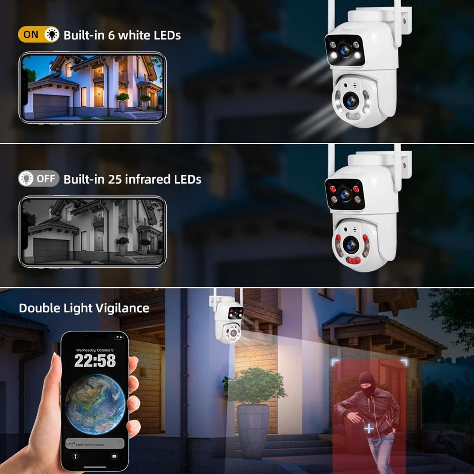 Caméra IP Tuya WiFi à Double Objectif 5MP+5MP, Vision Nocturne, Suivi Automatique PTZ extérieur, Communication bidirectionnelle, vidéosurveillance,Camera