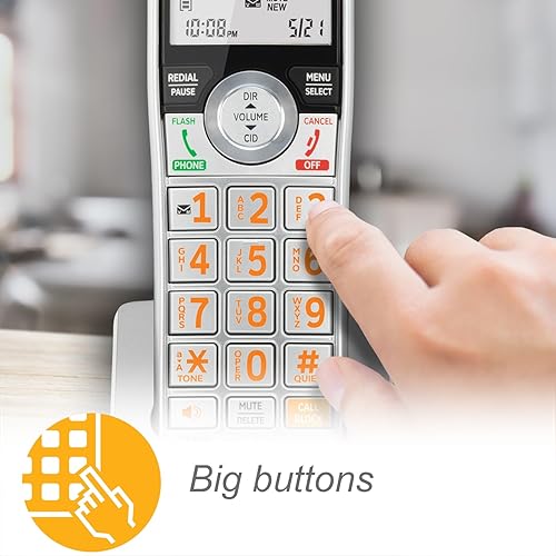 Miniatura 9 de Teléfono inalámbrico expandible DECT 60 con sistema de respuesta y bloqueador inteligente de llamadas de ATT CL82207 PlateadoNegro