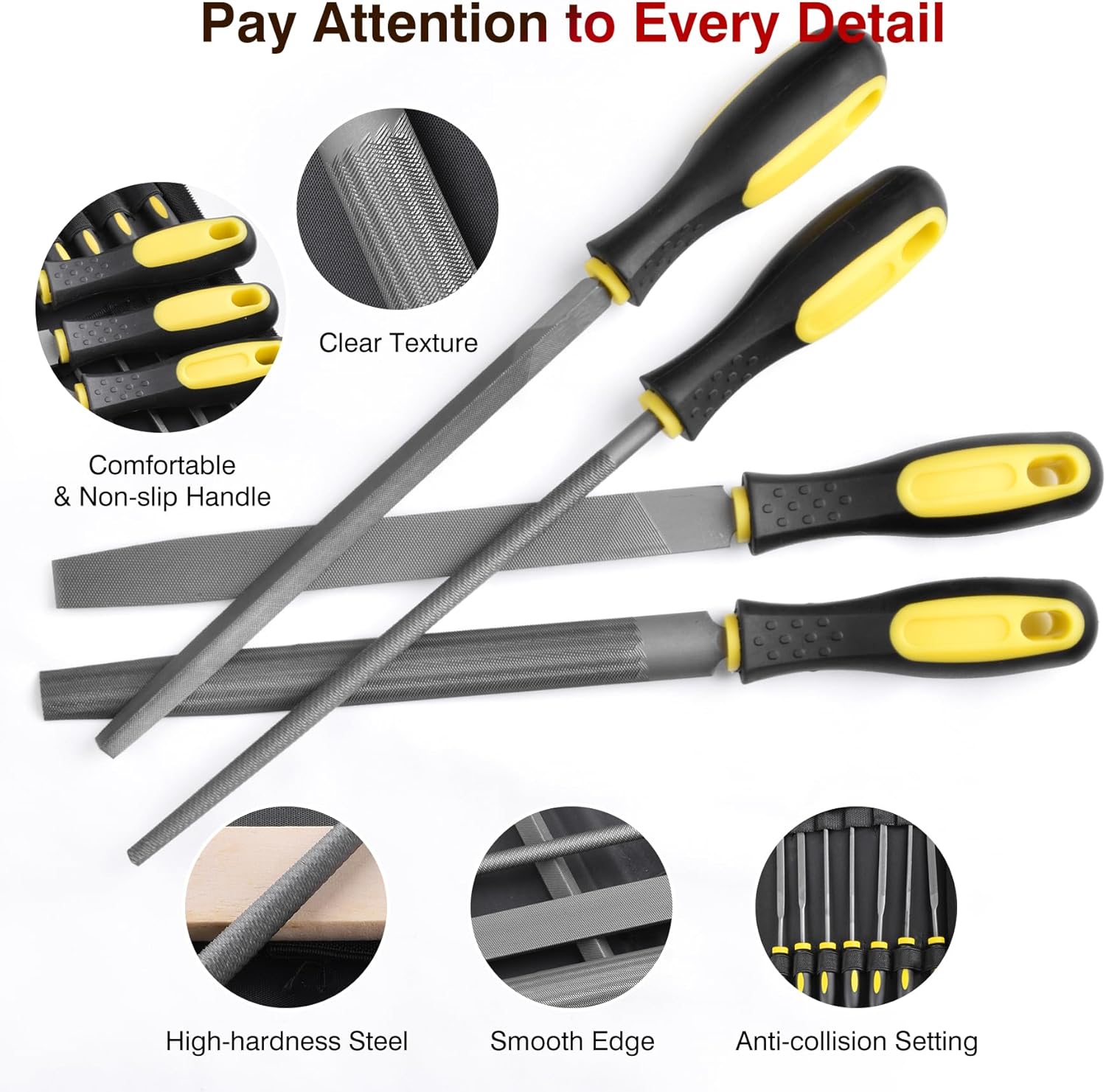 20Pcs Files Set - Premium Carbon Steel Metal File-Set with Suitcase, Flat/Triangle/Half-Round/Round Large Files& 14 x NeedleFiles & Cleaning Brush, Perfect for Wood, Metal Work & DIY Project