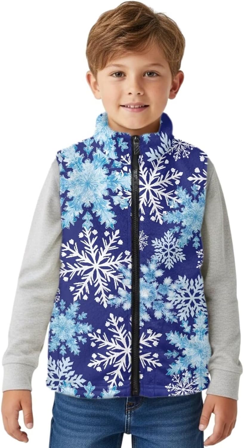 Boys Zip Up Vest Kids Fleece Lightweight Tops Sleeveless Jacket Stand Collar Warm Outerwear 2-14 Years
