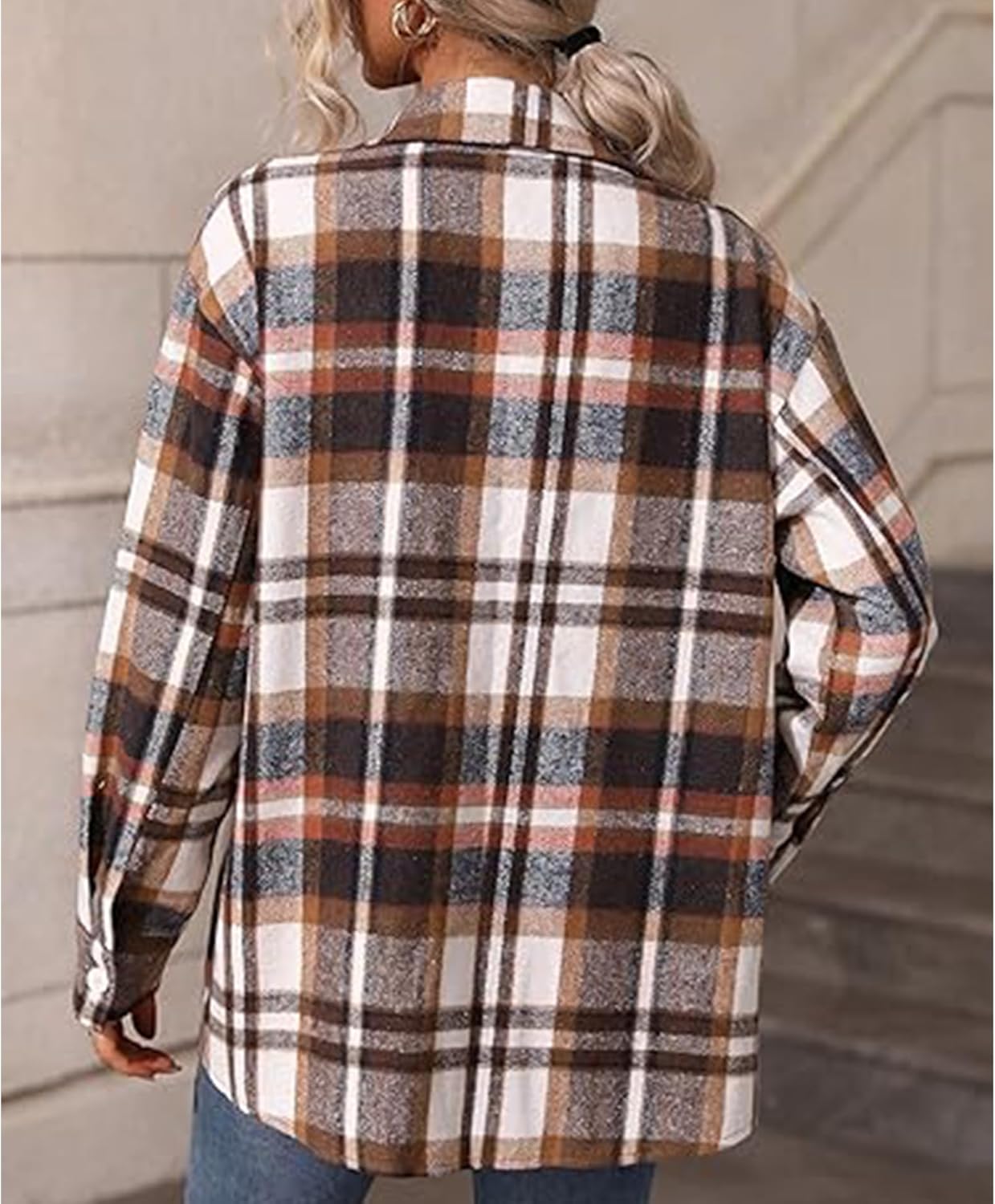 Deer Lady Plaid Flannel Shirts for Women Buffalo Plaid Shirts Oversized Long Sleeve Casual Button Down Blouse Top - Image 2