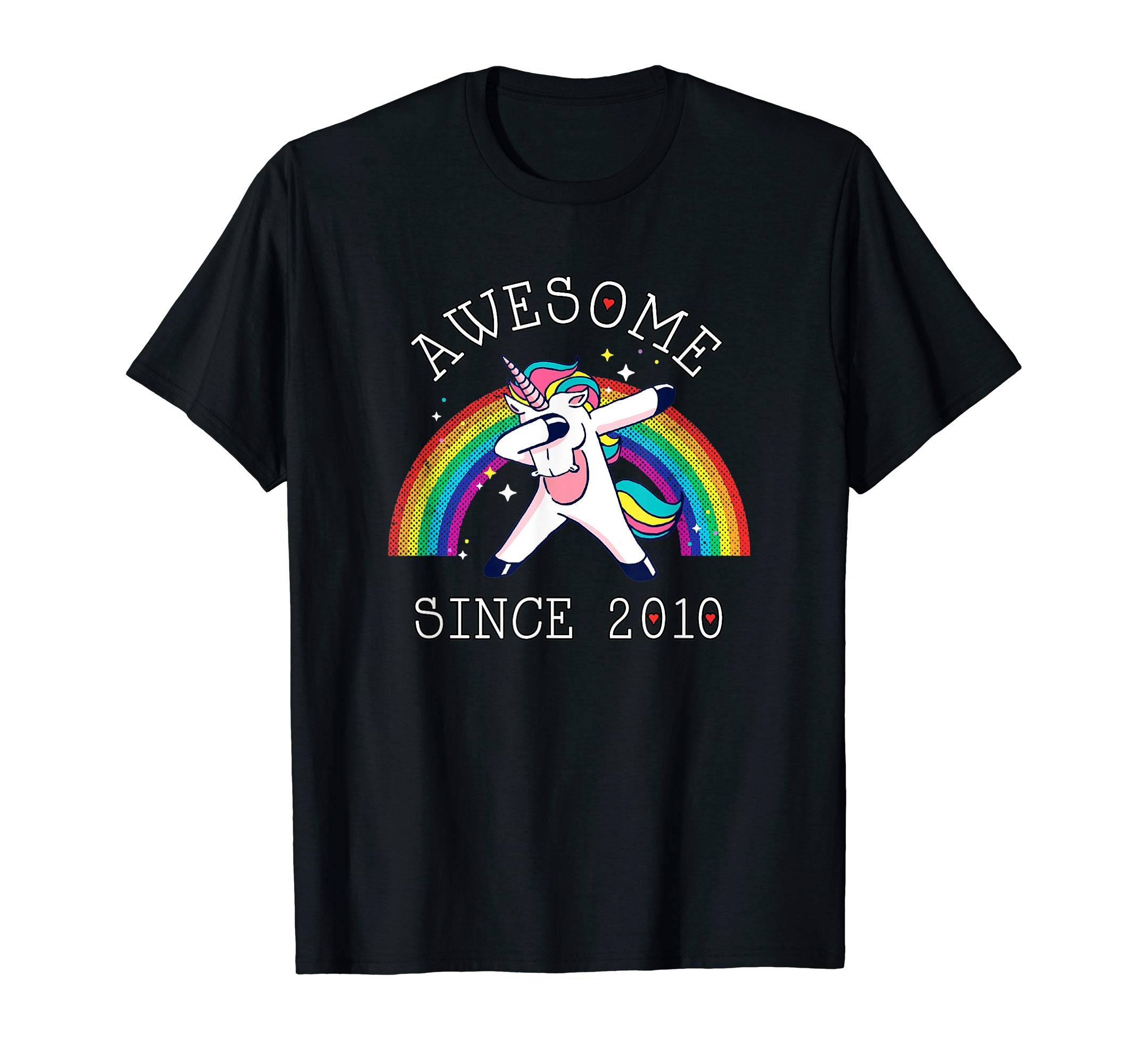 Dabbing Unicorn Birthday Girl Gifts 9 Years Old Since 2010 T-Shirt