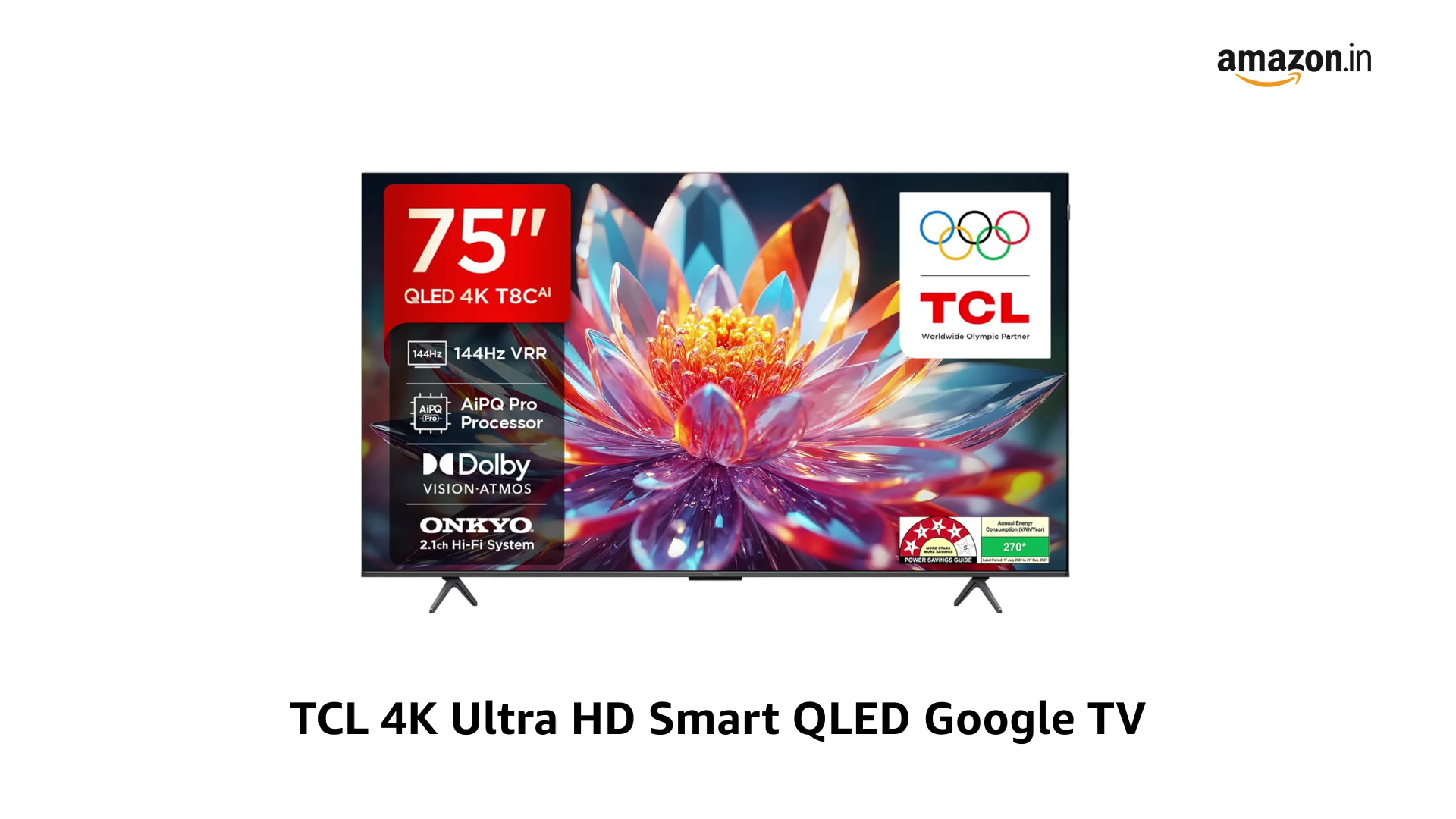 TCL 189 cm (75 inches) 4K Ultra HD Smart QLED Google TV 75T8C