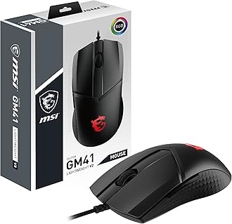 MSICLUTCHGM41 Lightweight V2 Gaming USB RGB Adjustable up to 16000 DPI Desktop Laptop Gaming Mouse (Clutch GM41 Light Weight V2),Black