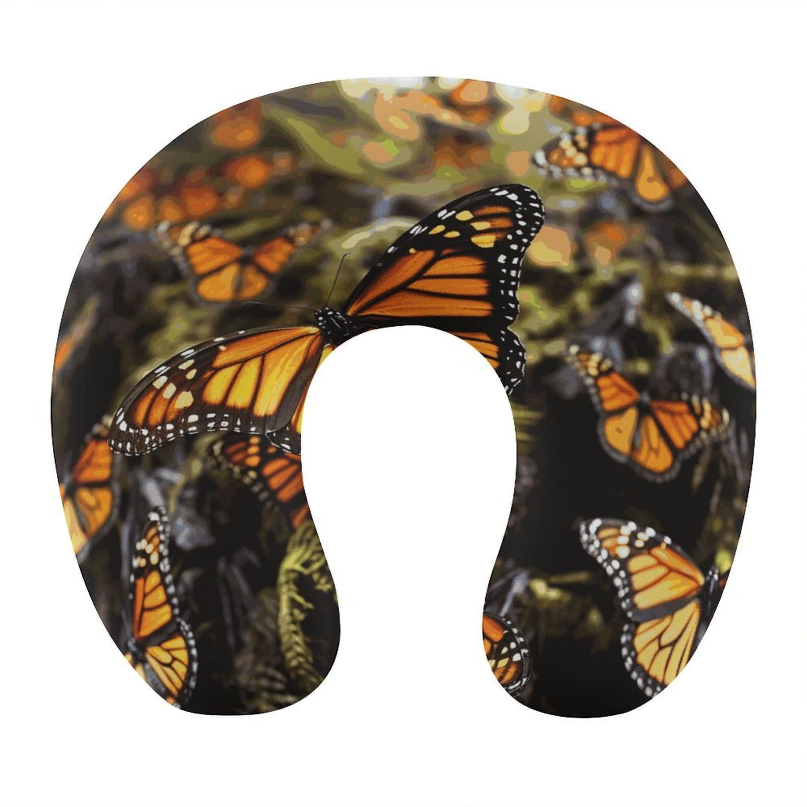Btcowzrv Style Monarch Butterfly Cluster U Shaped Neck Pillow Travel Pillows
