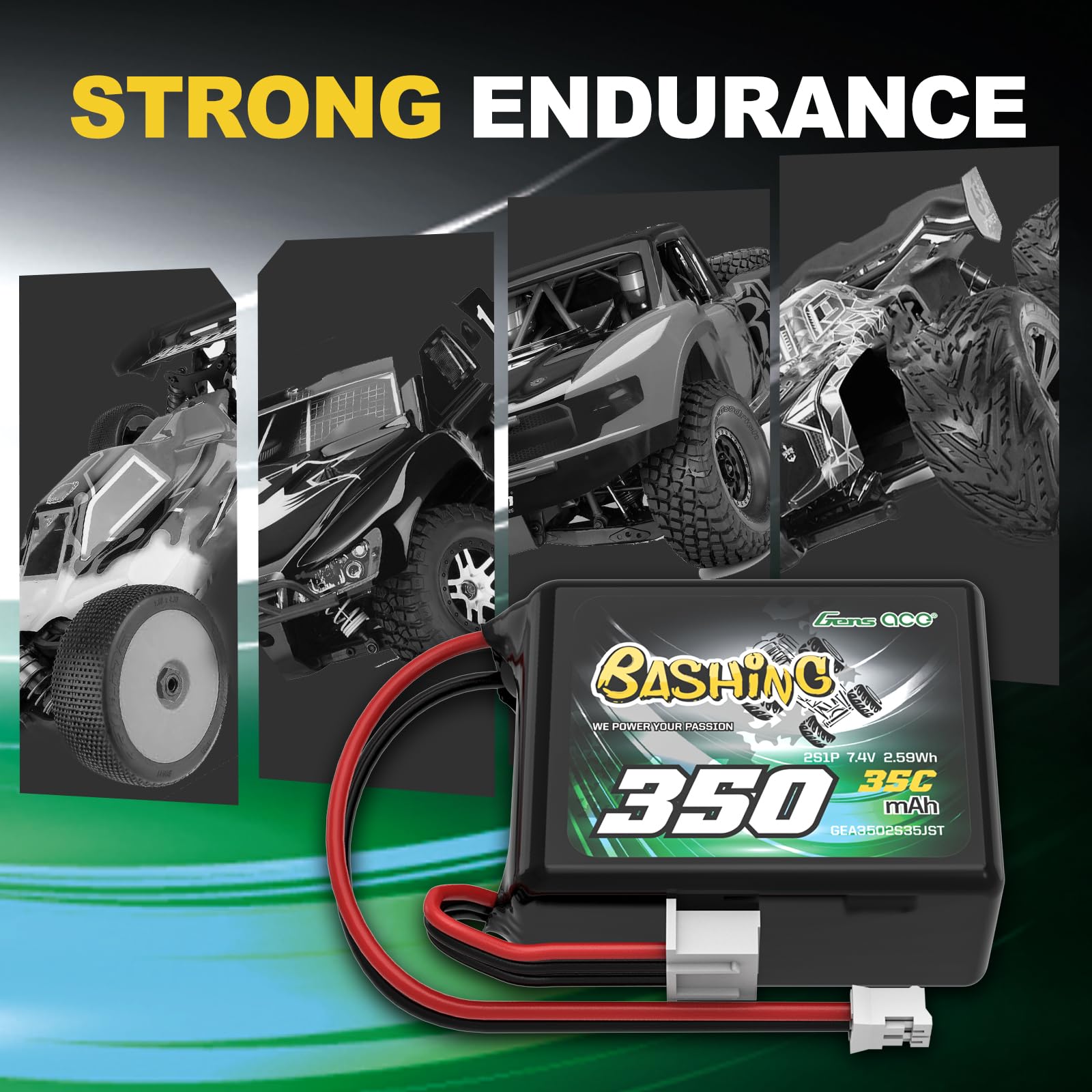 Gens ace 2S Lipo Akumulator 350 mAh 7,4 V 35C JST-PHR do Losi 1/24 RC Cars