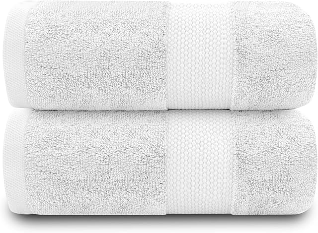 GC GAVENO CAVAILIA Bardzo duży ręcznik kąpielowy 2 sztuki - 700 g/m² jakość hotelowa egipska bawełna bardzo duże ręczniki 100 x 180 cm - bardzo miękki ręcznik łazienkowy - biały