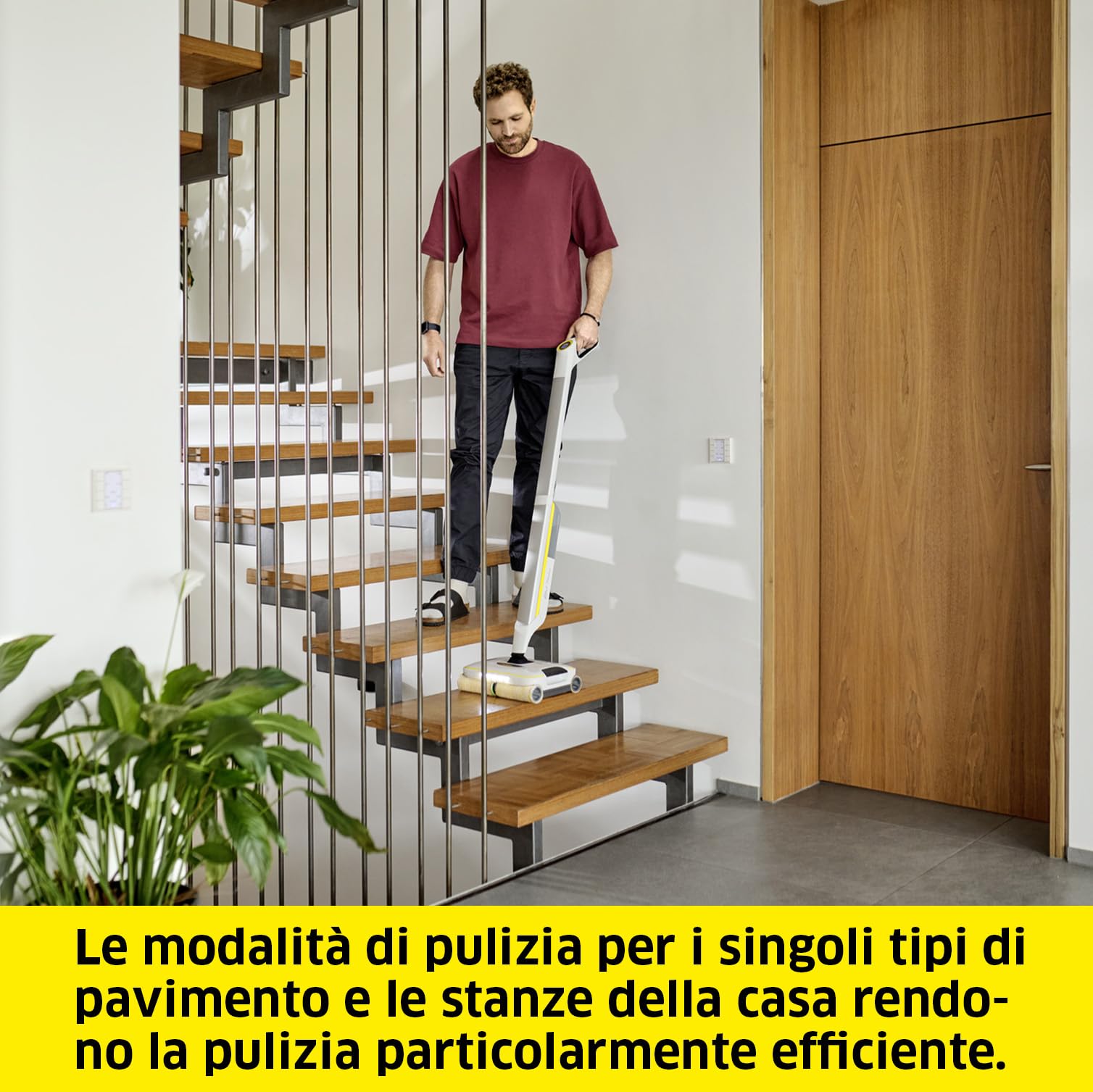 KÄRCHER Lavapavimenti FC 8 Smart Signature Line, Cordless, Lavapavimenti a batteria con 4 rulli rotanti in microfibra montati, App, 60 min autonomia, Pet friendly, Aspira e Lava in una sola passata.