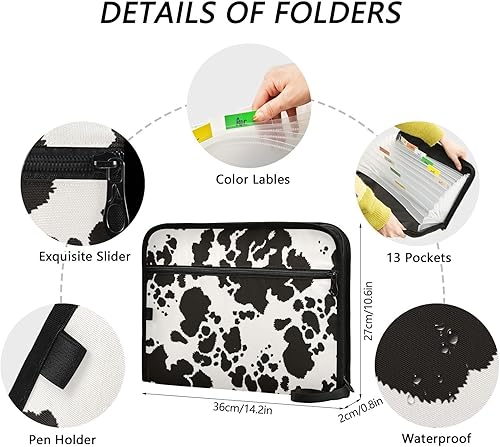 Miniatura 3 de Carpeta de archivos expandible con asa oculta, organizador de documentos de 13 bolsillos con cremallera, carpetas de acordeón tamaño carta A4 para